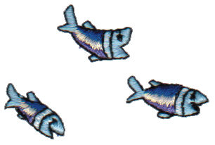 Embroidery Design: Three Guppies<br>0.9" x 1.28"