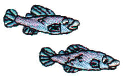 Embroidery Design: 2 Small Blue Fish<br>1.56" x 0.87"