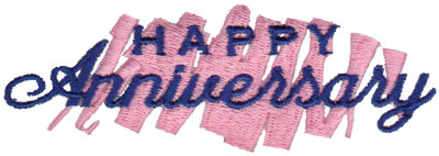 Embroidery Design: Happy Anniversary - Brush Stroke<br>3.90" x 1.30"