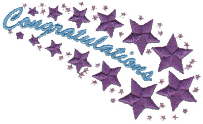 Embroidery Design: Congratulations - Starburst<br>3.77" x 2.32" | Embroidery Legacy Embroidery Design: Congratulations - Starburst<br>3.77" x 2.32"