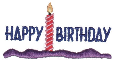 Embroidery Design: Happy Birthday - Candle<br>2.88" x 1.51"