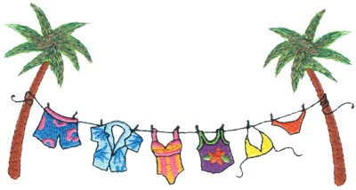 Embroidery Design: Island Laundry Line<br>6.46" x 3.31"