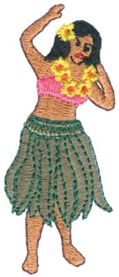 Embroidery Design: Hula Dancer<br>1.28" x 3.00"