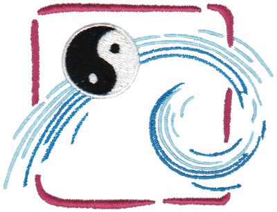Embroidery Design: Yin Yang Wave Symbol<br>3.88" x 3.00"