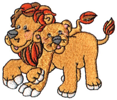 Embroidery Design: Lion & Lioness<br>2.84" x 2.42"