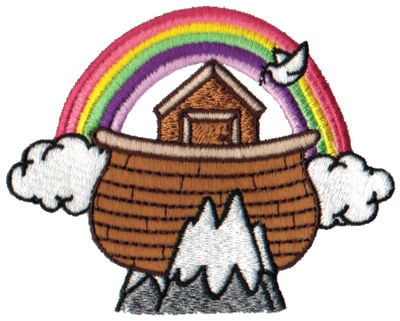 Embroidery Design: Ark & Rainbow<br>3.89" x 3.05"