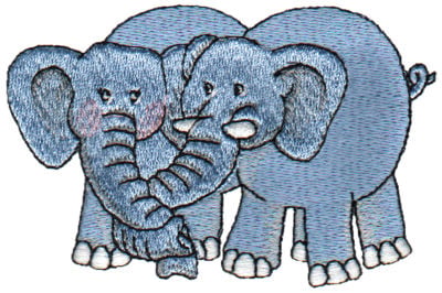 Embroidery Design: 2 Elephants<br>3.78" x 2.54"