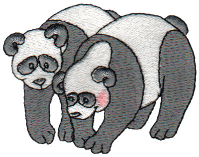 Embroidery Design: 2 Pandas<br>3.15" x 2.45"