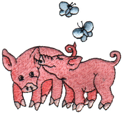 Embroidery Design: 2 Piggies<br>3.03" x 2.86"