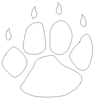 Embroidery Design: Reverse App Paw Print<br>4.58" x 4.79"