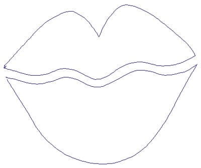 Embroidery Design: Reverse App Lips<br>4.90" x 4.04"