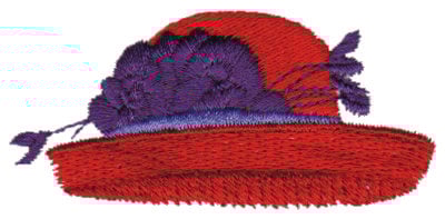 Embroidery Design: Red Hat w/ Curved Brim<br>2.76" x 1.27"