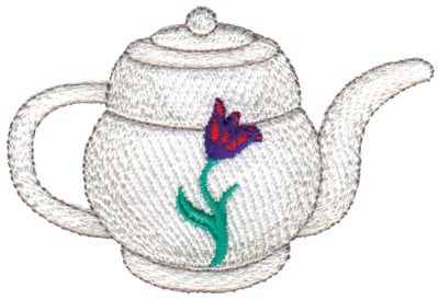 Embroidery Design: Tulip Teapot<br>3.59" x 2.40"