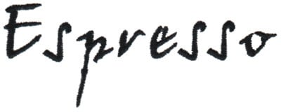 Embroidery Design: Espresso<br>4.02" x 1.57"