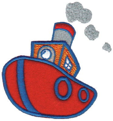 Embroidery Design: Tugboat Applique<br>3.50" x 3.73"