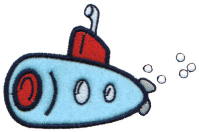 Embroidery Design: Submarine Applique<br>4.18" x 2.64"