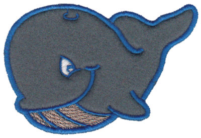 Embroidery Design: Whale Applique<br>3.62" x 2.59"