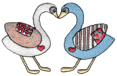 Embroidery Design: Kissing Geese<br>3.84" x 2.38"