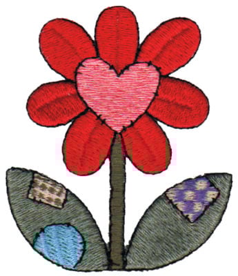 Embroidery Design: Heart Flower<br>2.51" x 2.92"