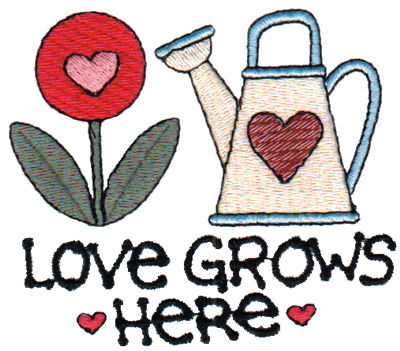 Embroidery Design: Love Grows Here<br>3.30" x 2.84"