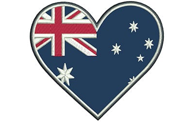 Embroidery Design: Aussie Heart Applique Lg<br> 5.05w X 4.50h