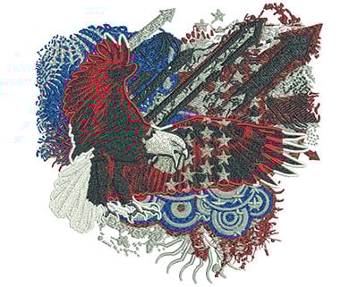 Embroidery Design: Patriotic Eagle Arrows Lg<br> 7.88w X 7.71h