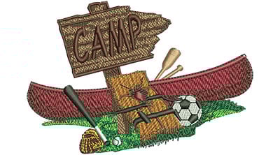 Embroidery Design: Let's Go To Camp Lg<br> 4.50w X 3.10h