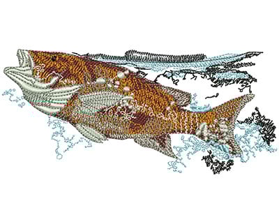 Embroidery Design: Red Snapper Surfacing Lg<br> 5.00w X 2.27h | Embroidery Legacy Embroidery Design: Red Snapper Surfacing Lg<br> 5.00w X 2.27h