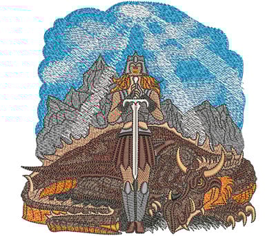 Embroidery Design: Warrior Woman And Dragon Lg<br> 5.98w X 5.90h | Embroidery Legacy Embroidery Design: Warrior Woman And Dragon Lg<br> 5.98w X 5.90h