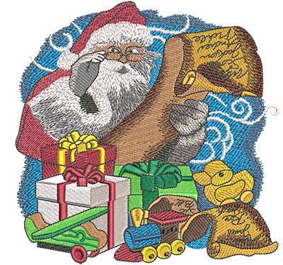 Embroidery Design: Santa Making A List Lg<br> 6.02w X 5.95h