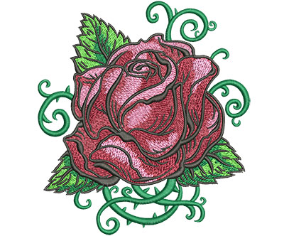 Embroidery Design: Tattoo Rose Lg<br> 5.46w X 6.02h