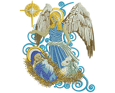 Embroidery Design: Angel With Baby Jesus Lg<br> 3.74w X 4.51h