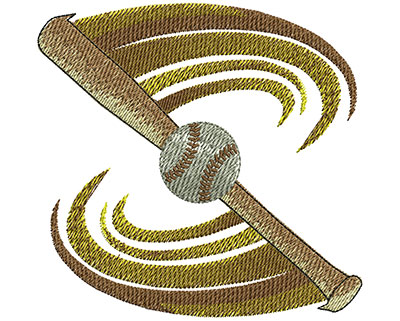 Embroidery Design: Baseball Bat Swoosh Lg<br> 4.02w X 3.89h