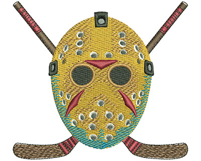 Embroidery Design: Hockey Mask Crest Lg<br> 4.00w X 3.61h | Embroidery Legacy Embroidery Design: Hockey Mask Crest Lg<br> 4.00w X 3.61h