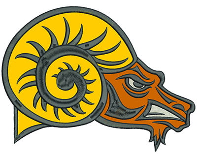 Embroidery Design: Rams Heads 8" Applique<br> 8.01w X 6.01h