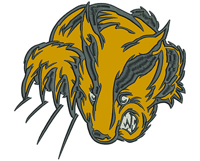 Embroidery Design: Badger 8" Applique<br> 8.01w X 7.35h | Embroidery Legacy Embroidery Design: Badger 8" Applique<br> 8.01w X 7.35h