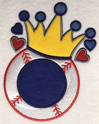 Embroidery Design: Baseball Crown Monogram Applique<br> 5.09w X 6.39h