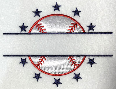 Embroidery Design: Baseball Split Applique<br> 6.40w X 5.00h