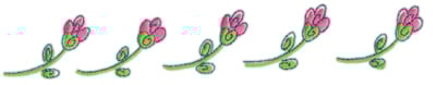 Embroidery Design: Row of Pink Flowers<br>9.26" x 1.46"