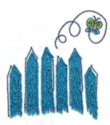 Embroidery Design: Fence  and Butterfly<br>3.15" x 3.55"