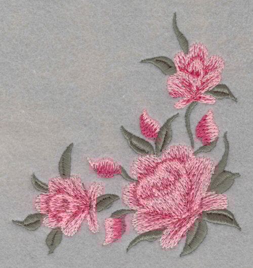 Embroidery Design: Roses Three Corner Large<br>4.15w X 4.5h