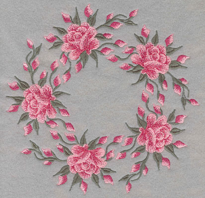 Embroidery Design: Circle of Five Roses<br>7.33w X 7.41h