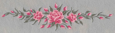Embroidery Design: Roses Three Horizontal Long<br>10.0w X 2.55h