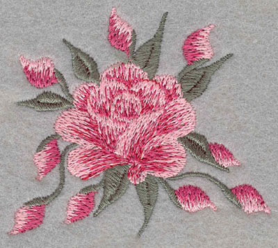 Embroidery Design: Single Rose with Buds<br>2.88w X 1.13h