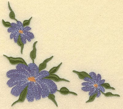 Embroidery Design: Forget Me Not 3 Corner Cluster Large<br> 5.73w X 5.12h