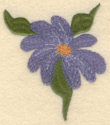 Embroidery Design: Forget Me Not Bloom w/3 Leaves Large<br>3.00w X 3.51h