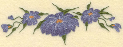 Embroidery Design: Forget Me Not Horizontal 3 Bloom<br>7.50w X 2.65h