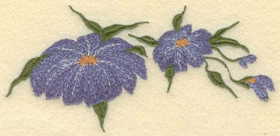 Embroidery Design: Forget Me Not Horizontal 2 Bloom<br>5.55w X 2.65h