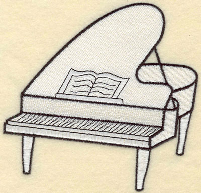 Embroidery Design: Piano White Large<br>5.26w X 5.08h
