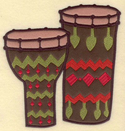 Embroidery Design: Bongo/Congo Drums Dbl. Applique<br>7.23w X 7.50h